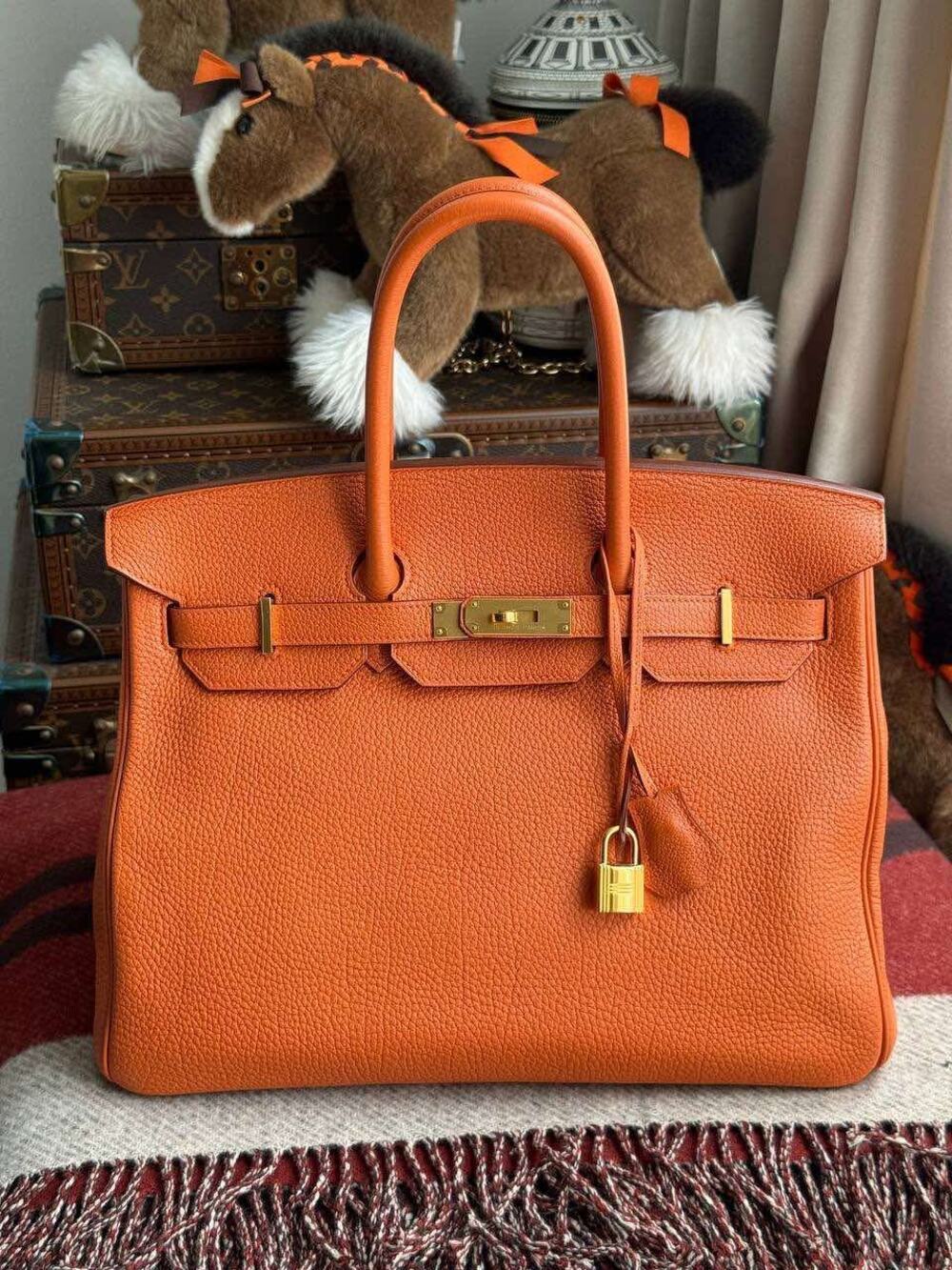 AUTH HERMES BIRKIN 35 Togo orange square P